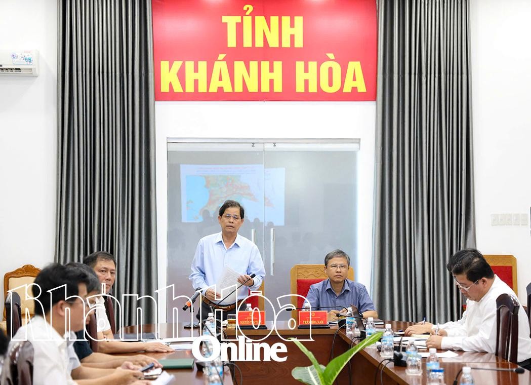 Chủ tịch UBND tỉnh Nguyễn Tấn Tuân phát biểu kết luận cuộc họp.
