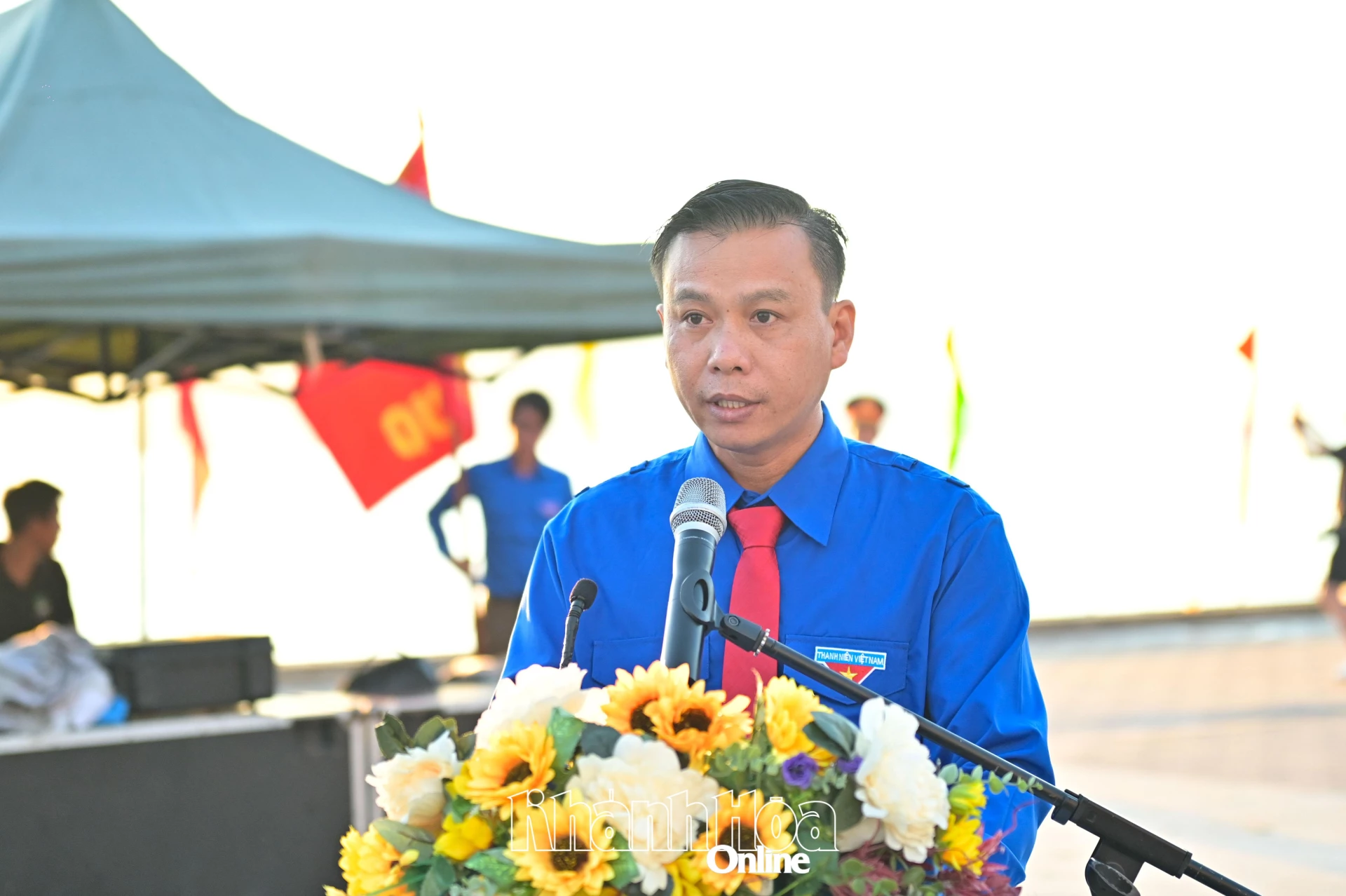 Bí thư Tỉnh đoàn Huỳnh Hữu Phúc phát biểu chào mừng kỷ niệm 95 năm Ngày thành lập Đoàn Thanh niên cộng sản Hồ Chí Minh và phát động Tháng Thanh niên năm 2026.