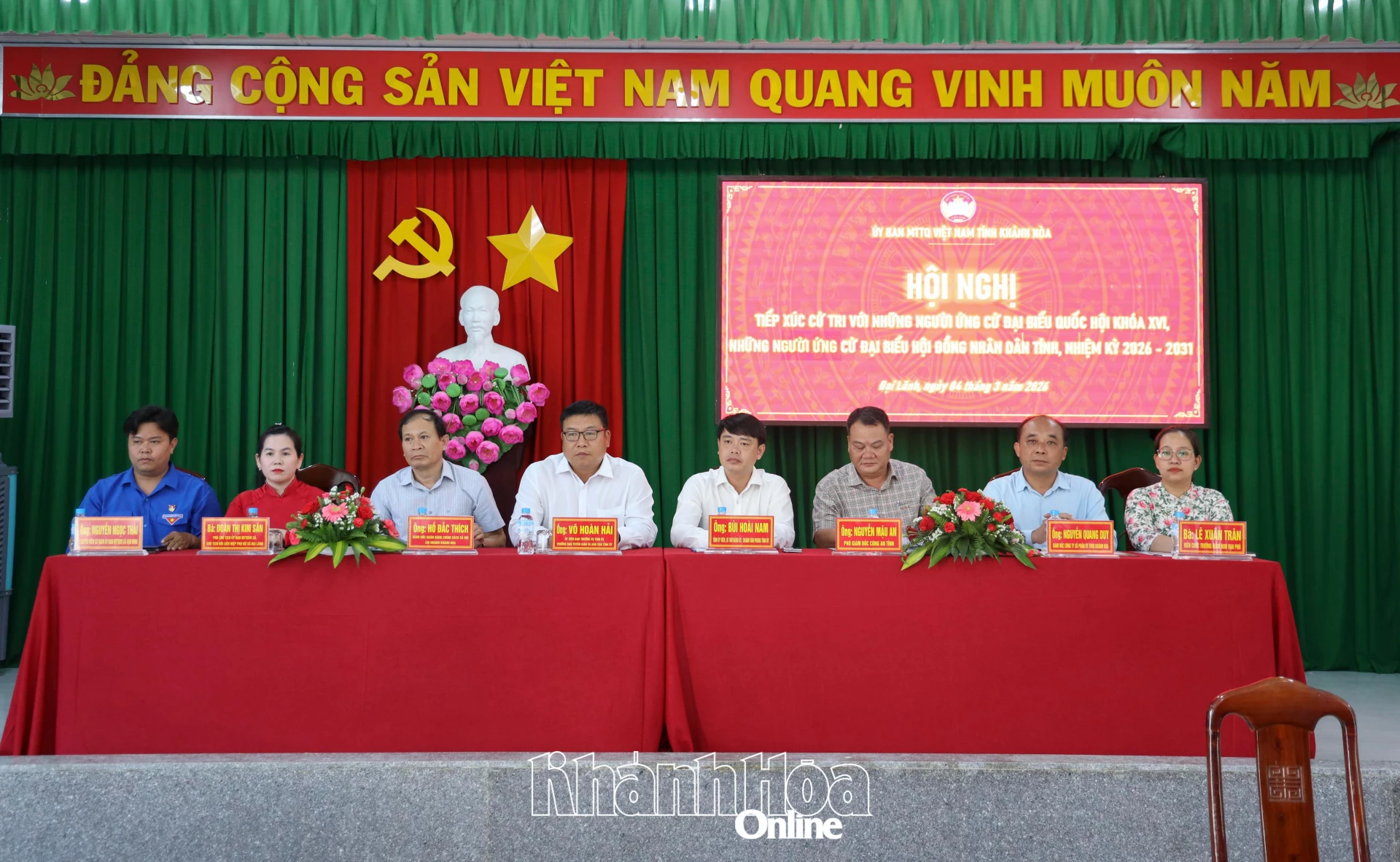 Những người ứng cử đại biểu đại biểu HĐND tỉnh tiếp xúc cử tri xã Đại Lãnh.