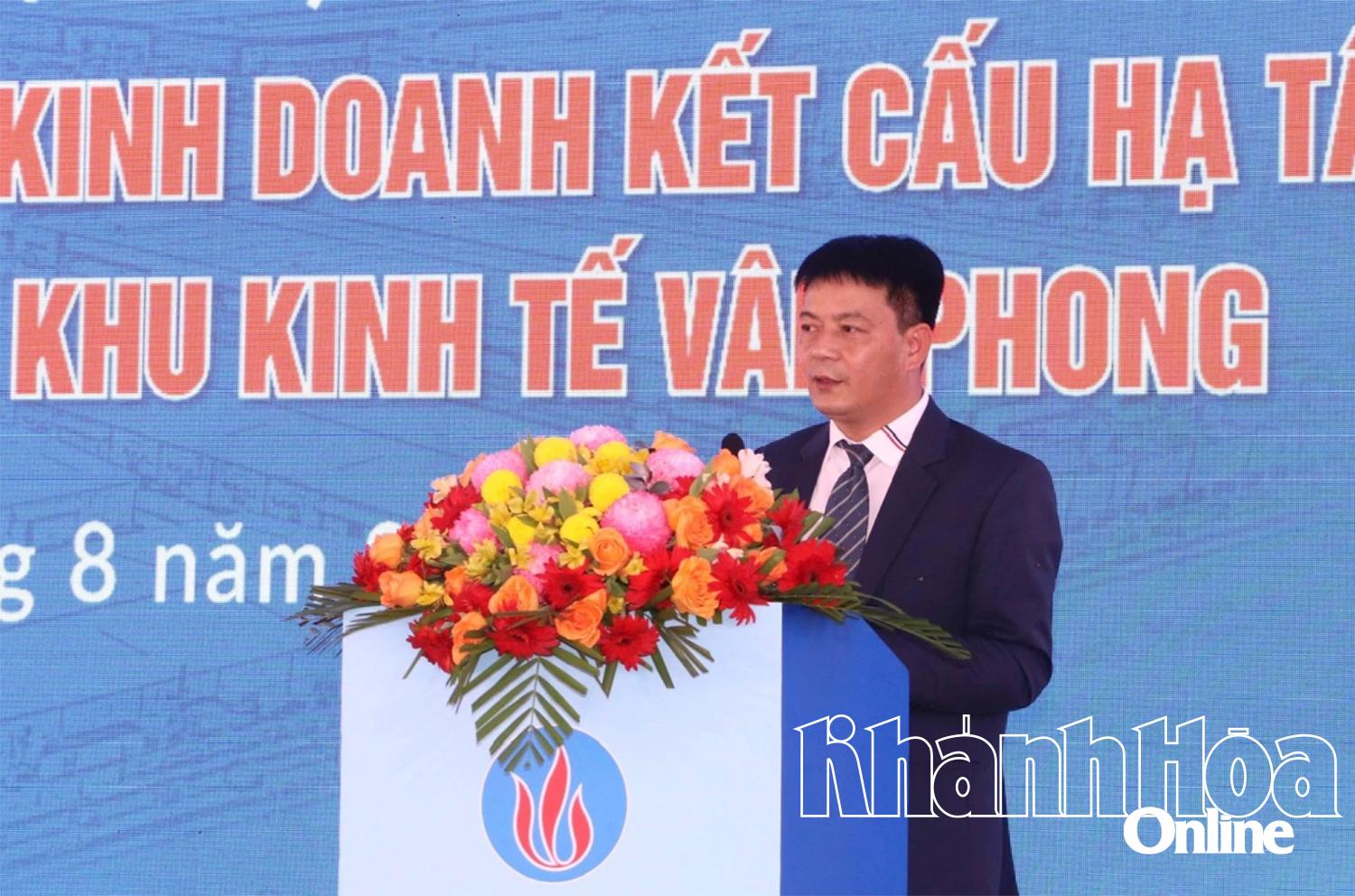 Giám đốc Công ty Cổ phần Phát triển KCN Viglacera Yên Mỹ Trần Xuân Hùng phát biểu tại lễ khởi công.