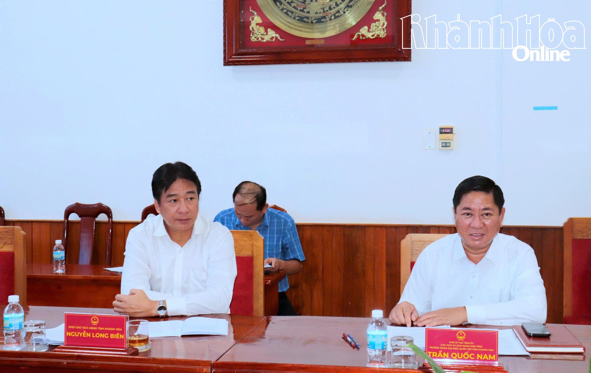 Chủ trì buổi làm việc có đồng chí Trần Quốc Nam - Phó Bí thư Tỉnh ủy, Chủ tịch UBND tỉnh và đồng chí Nguyễn Long Biên – Phó Chủ tịch UBND tỉnh