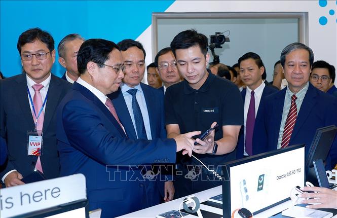 Thủ tướng Phạm Minh Chính dự Ngày hội Đổi mới sáng tạo Việt Nam năm 2024 và Lễ kỷ niệm 5 năm thành lập Trung tâm Đổi mới sáng tạo quốc gia. Ảnh tư liệu: Dương Giang/TTXVN