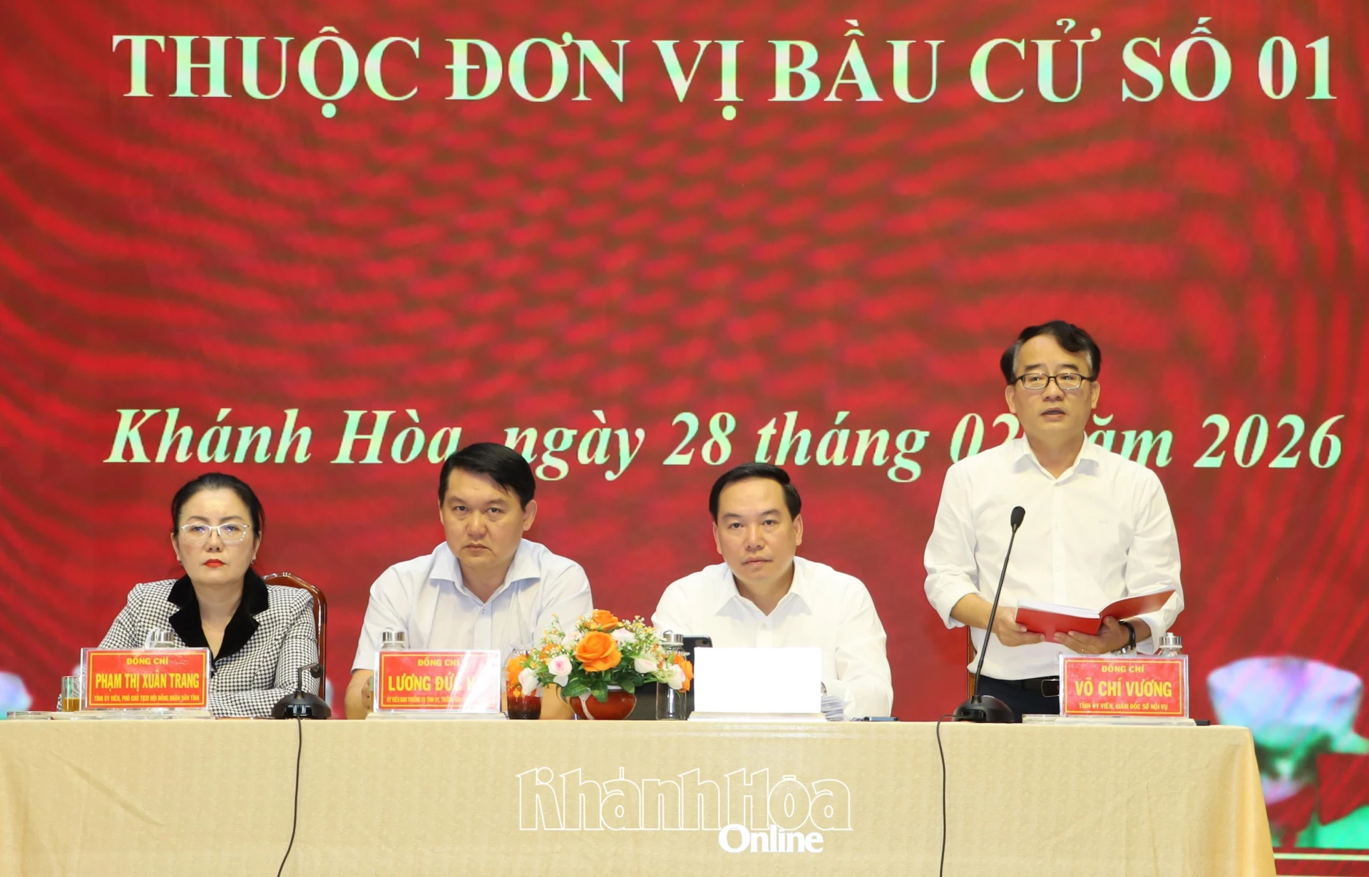 Đồng chí Võ Chí Vương phát biểu tại buổi kiểm tra.