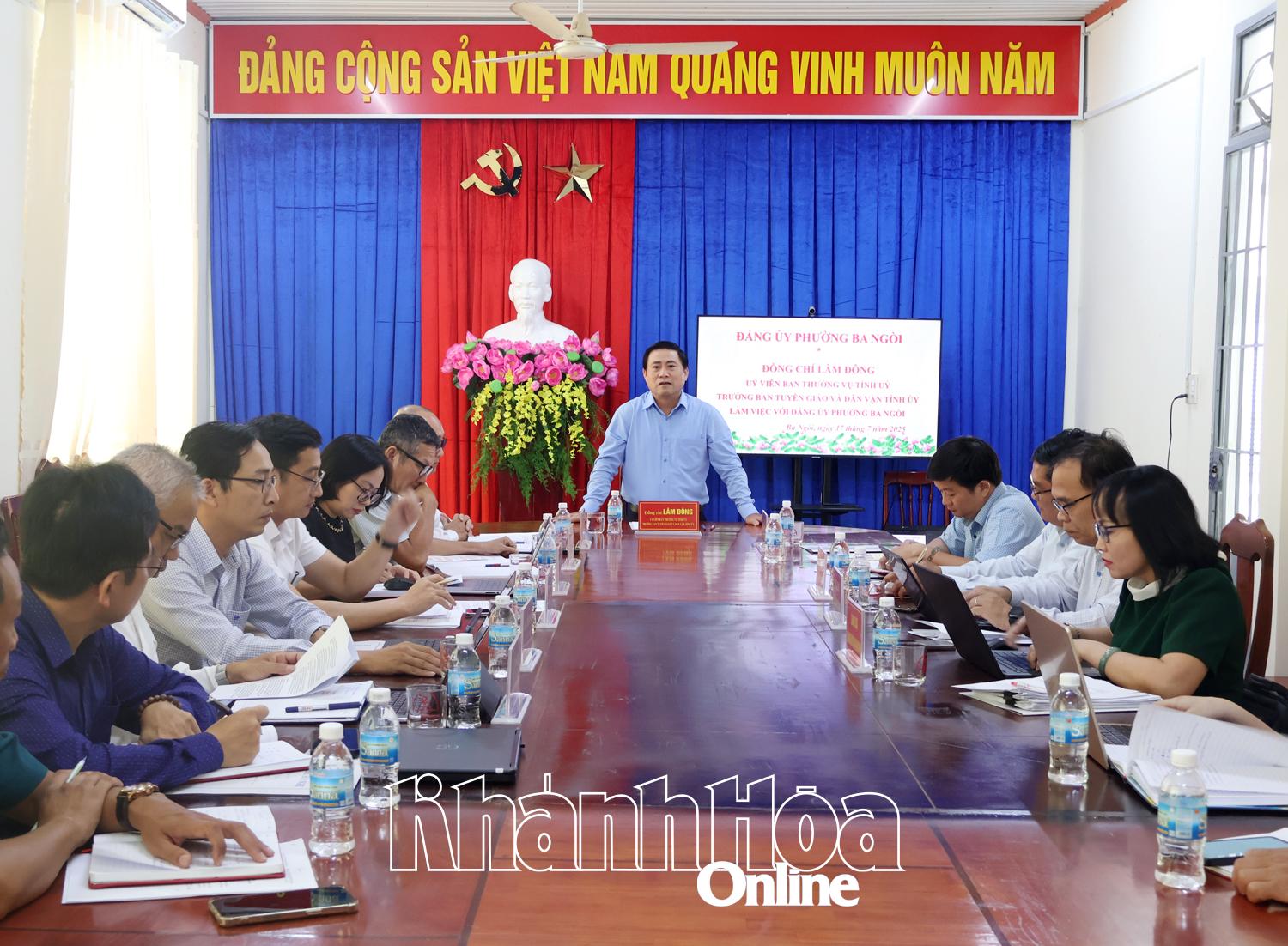 Trưởng Ban Tuyên giáo và Dân vận Tỉnh ủy Lâm Đông phát biểu tại buổi làm việc.